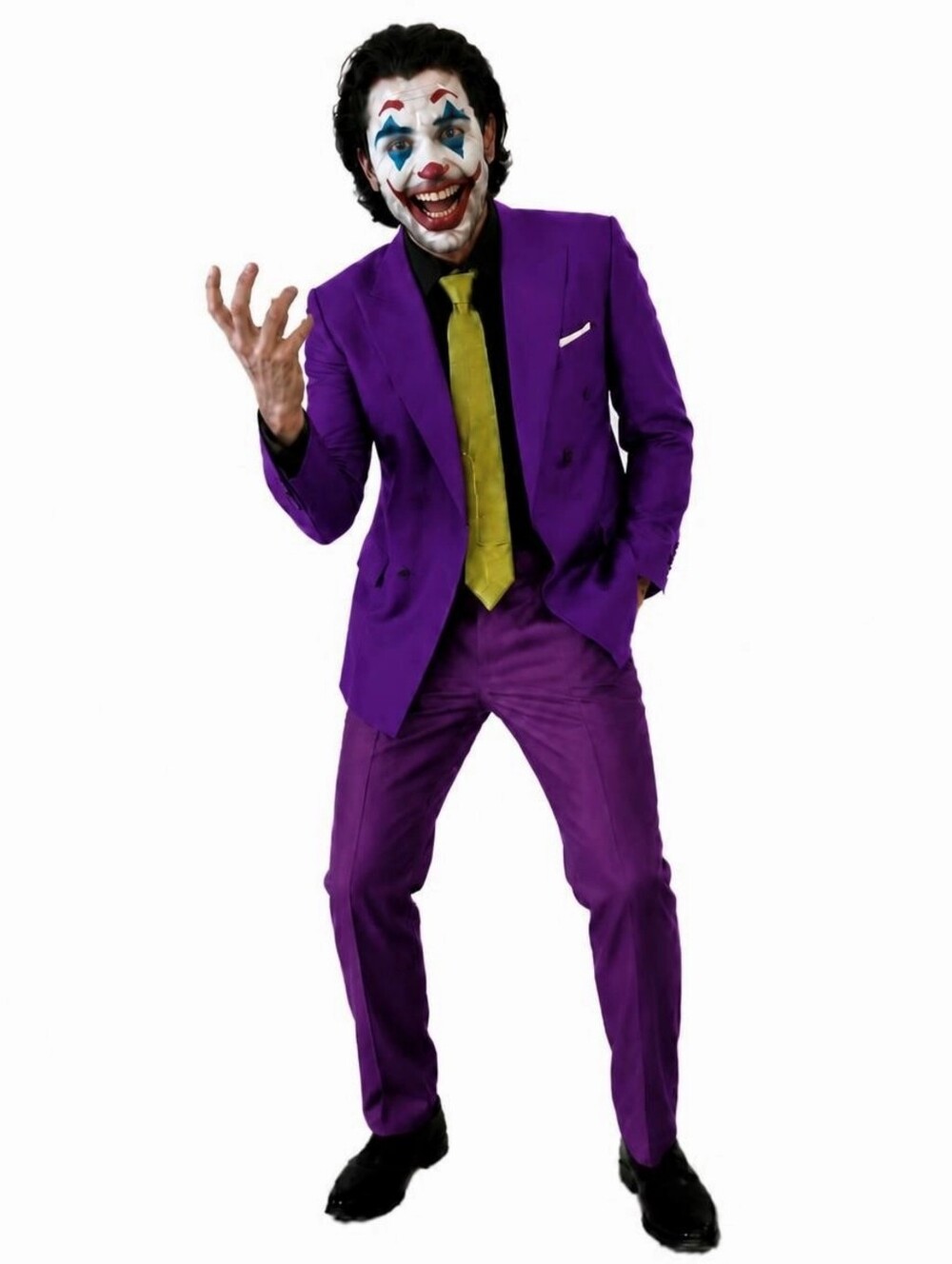 Joker Cosplay Costume Set - New WangYue Purple Suit L Gold Grid Shirt Tie